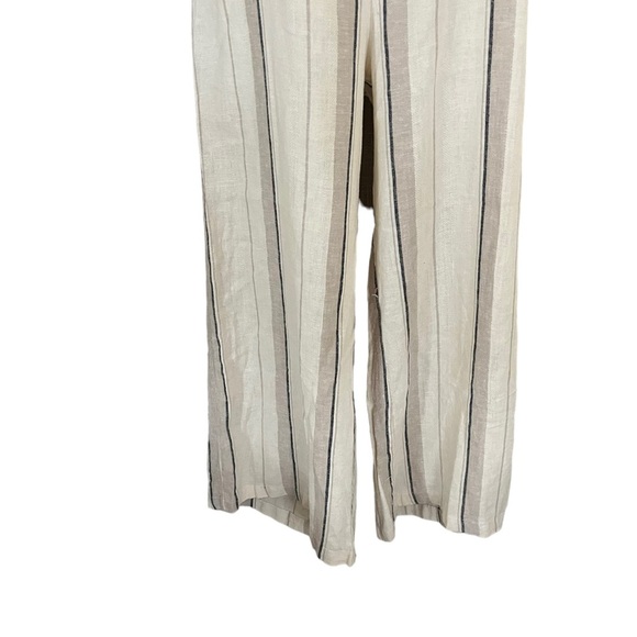 Linen Blend Striped Halter Jumpsuit Size L - Picture 4 of 6